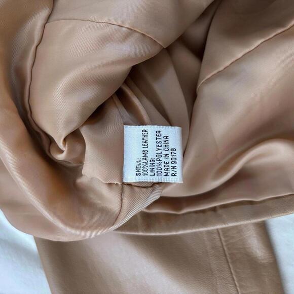 lambskin leather vintage yvonne & marie moto blazer jacket camel brown nude 10 - Picture 9 of 9